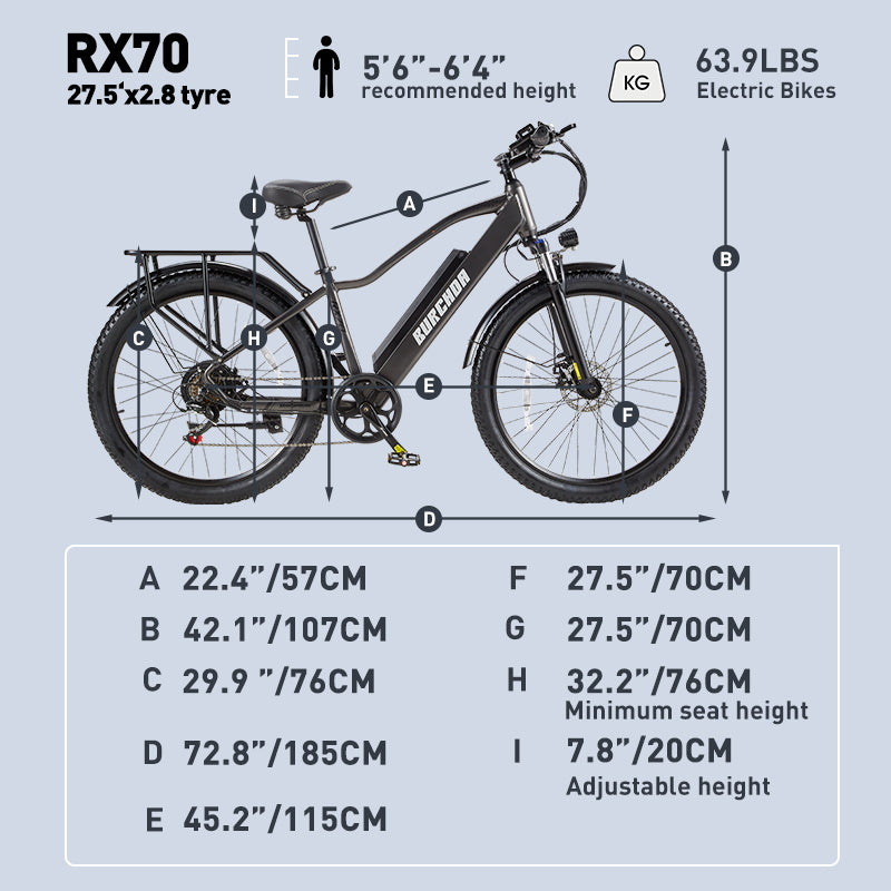 (Pre-sale) BURCHDA-RX70-27.5 inch mountain e-bike 2.8 tires